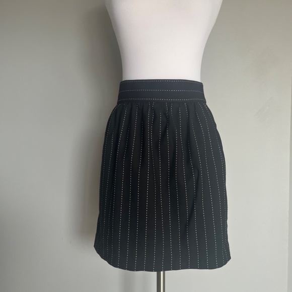 Alice + Olivia Employed Black White Wool Carrier Striped Mini Office Skirt - Picture 3 of 9